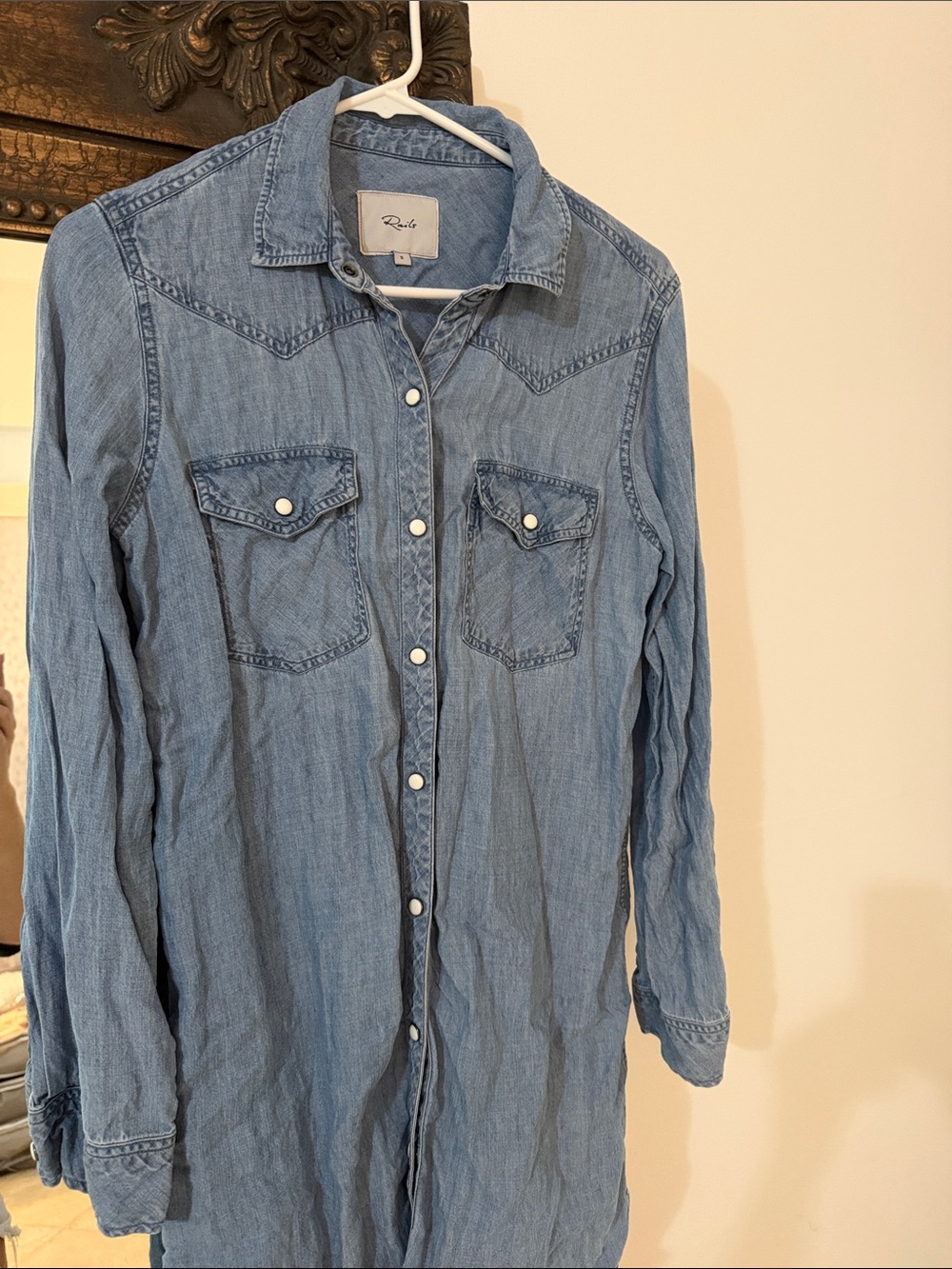 Rails Light Blue Denim Western-Style Button-Down Shirt